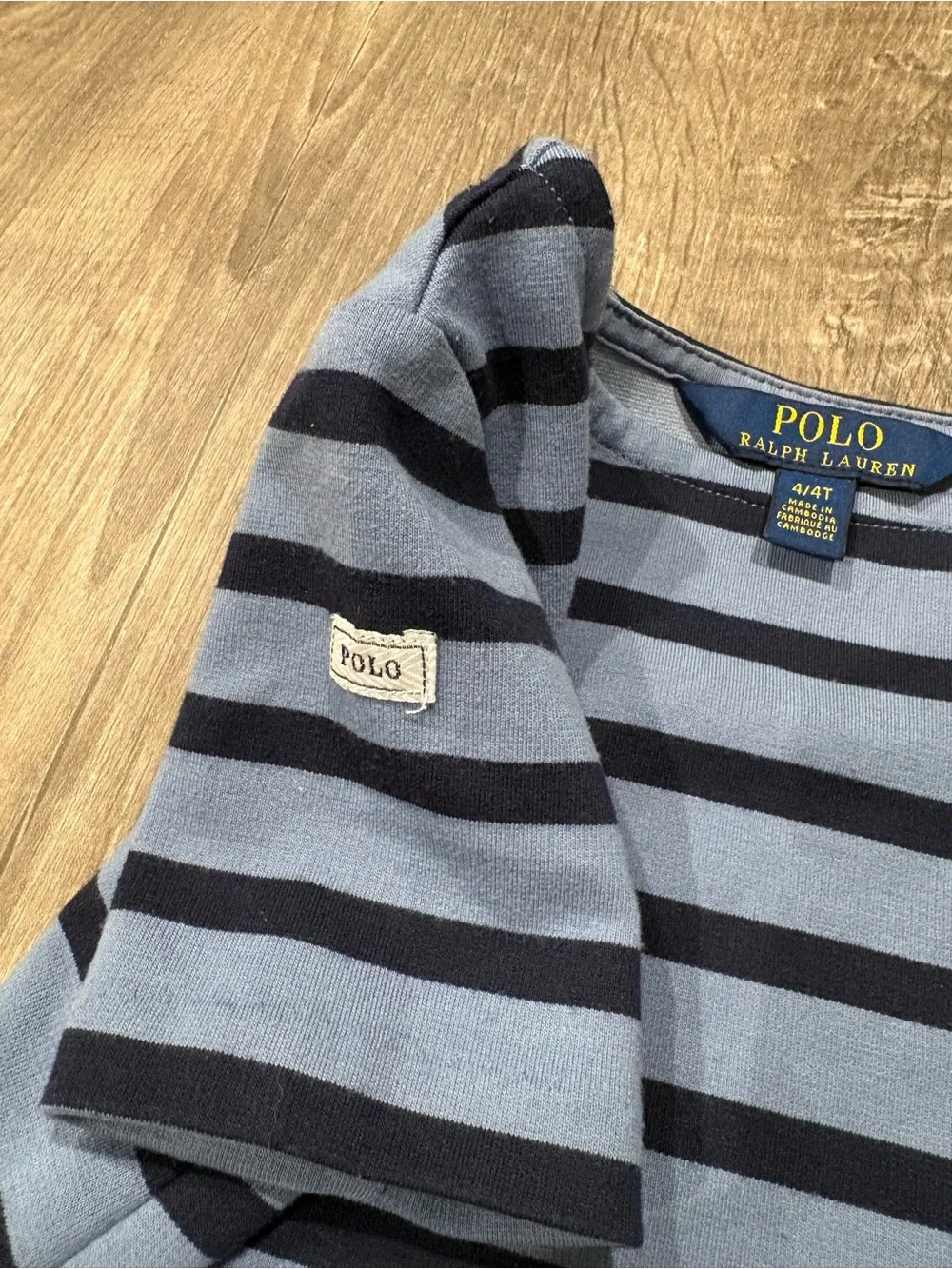 Polo Ralph Lauren Girls Striped Drop Waist Dress Knit Blue Navy Size 4 4T Preppy